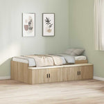 Storage Bed Frame Sonoma oak 100 x 200 cm Engineered wood 3335183