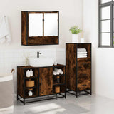 3 Piece Bathroom Furniture Set Smoked Oak Engineered Wood 3301062