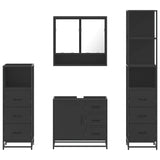 ZNTS 4 Piece Bathroom Furniture Set Black Engineered Wood 3301285