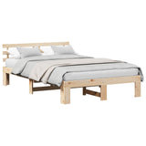 Bed Frame with Headboard Natural 140 x 190 cm Solid Pine Wood 872614