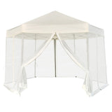 Hexagonal Pop-Up Marquee with 6 Sidewalls Cream White 3.6x3.1 m 42109