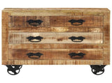 Sideboard with 3 Drawers 80x30x65 cm Solid Rough Wood Mango 351690