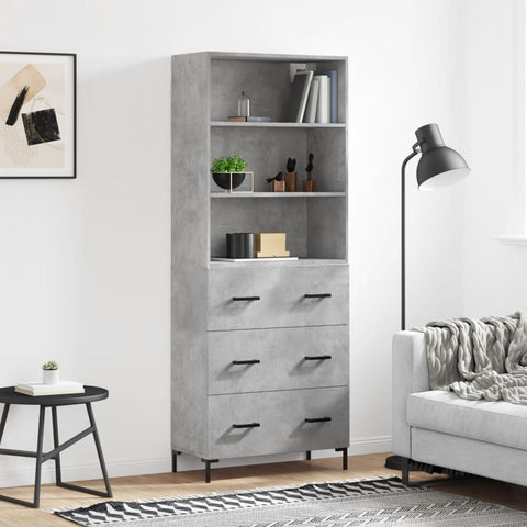 Highboard Concrete Grey 69.5x34x180 cm Engineered Wood 3189385