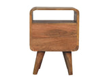 Solid Wood Mini Lille Curved Bedside, 2 Drawers & 1 open Slot, Brown B2743P456252