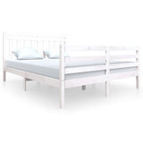 Bed Frame without Mattress White King Size Solid Wood 3100660