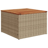 Garden Table Beige 55x55x37 cm Poly Rattan and Acacia Wood 366064