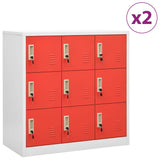Locker Cabinets 2 pcs Light Grey and Red 90x45x92,5 cm Steel 3095241