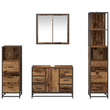 Bathroom Furniture Set with Door 4 pcs Old wood Engineered wood 3402566