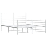 ZNTS Metal Bed Frame without Mattress with Footboard White 160x200cm 352389