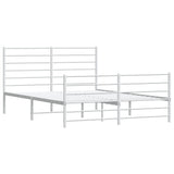 Metal Bed Frame without Mattress with Footboard White 140x190cm 352386