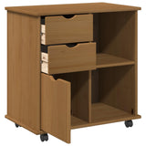 Rolling Cabinet Honey Brown 63.5 x 39 x 65.5 cm Solid Pine Wood 42028380