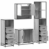 ZNTS 4 Piece Bathroom Furniture Set Grey Sonoma Engineered Wood 3301278