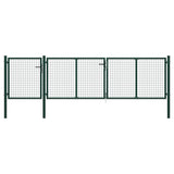 ZNTS Garden Gate Steel 400x100 cm Green 144311