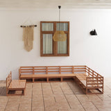 10 Piece Garden Lounge Set Honey Brown Solid Pinewood 3075867