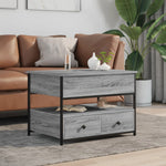ZNTS Coffee Table Grey Sonoma 70x50x50 cm Engineered Wood and Metal 845384