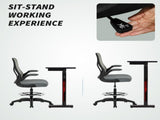 Draughtsman Chair with Flip-up Armrests, Mesh Standing Desk Chair with Lumbar Support and Adjustable T3398P377457