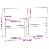 Upholstered Headboard Taupe 160 cm Solid Pine Wood 879112