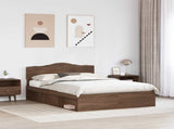 Bed Frame with Headboard Brown Oak 140 x 200 cm Solid Pine Wood 3412895