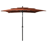 3-Tier Garden Parasol with Aluminium Pole Terracotta 2.5x2.5 m 313841