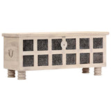 247670 Storage Box White 110x40x45 cm Solid Acacia Wood