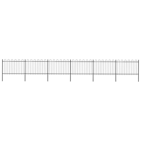 Garden Fence with Hoop Top Steel 1070x120 cm Black 277670