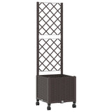 Garden Planter with Trellis&Wheels Brown 40 x 40 x 146 cm PP 3422919