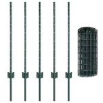 Fence with Posts Green 0.8 x 10 m Steel 3335974