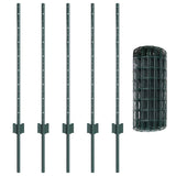 Fence with Posts Green 0.8 x 10 m Steel 3335974