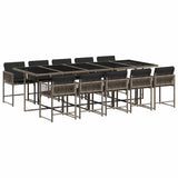 Garden Dining Set Grey PE Rattan 11 Piece Set Foldable 3211472