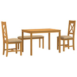 Dining Set 4 pcs Beige Solid Oak Wood 3430309