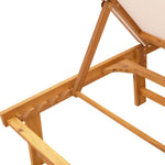 Sun Lounger with Table Cream Solid Wood Acacia and Textilene 4008416
