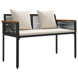 Outdoor Bench Black and Cream White 117 x 54 x 74.5 cm 42025238