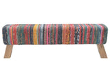 Bench 110 x 30 x 45 cm Real Leather Multicolour 42042117