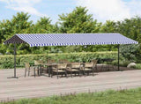 Free Standing Awning Blue and White 600x300 cm Fabric and Steel 368934