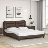Bed Frame with LED without Mattress "Hvar" Brown 160x200 cm 3213943