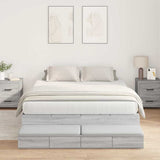 Storage Bed Frame Grey Sonoma 140 cm Engineered Wood 3335698