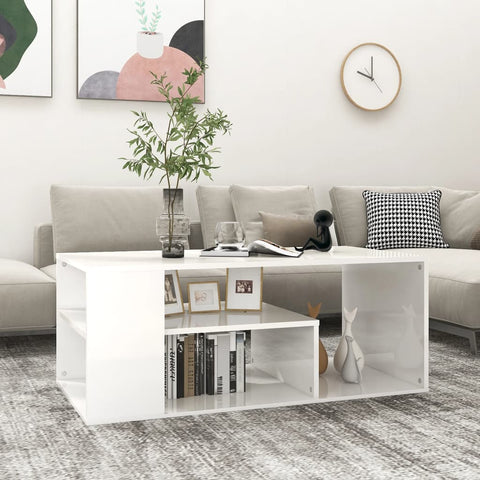 Coffee Table High Gloss White 100x50x40 cm Engineered Wood 806927