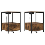 Bedside Cabinet with Drawer 2 pcs Smoked Oak 42 x 41 x 56 cm 859435