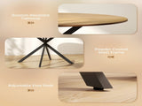 Dining Table for 4, 120 cm Industrial Kitchen Table with Wood Effect Tabletop and Steel Legs, Oak T3398P549937
