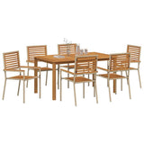 Garden Dining Set 7 pcs Beige Solid Acacia Wood 3365522