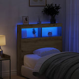 Headboard Cabinet with LED Artisan Oak 100x17x102 cm 863126