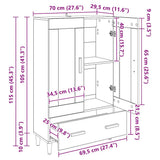 Highboard with Drawer Old Wood 70 x 31 x 115 cm Engineered Wood 880851