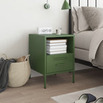 ZNTS Bedside Cabinet Olive Green 36x39x50.5 cm Steel 843062