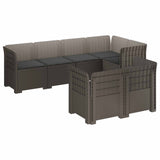 7-Seater Garden Sofa with Cushions Rattan Look PP Light Grey 3444155