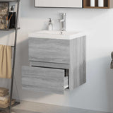 Sink Cabinet With Basin Grey Sonoma, White Engineered wood, Ceramic 3152862