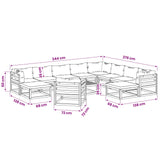 Sofa Set 12 pcs Natural Solid Acacia Wood 3417232