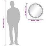 Wall Mirror Silver Acrylic Crystal, Tempered Glass 60 cm Diameter 249449