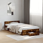 Bed Frame with Drawer without Mattress Smoked Oak 90x190 cm Single 3280787