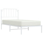 ZNTS Metal Bed Frame with Headboard White 90x200 cm 373929