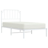 ZNTS Metal Bed Frame with Headboard White 90x200 cm 373929